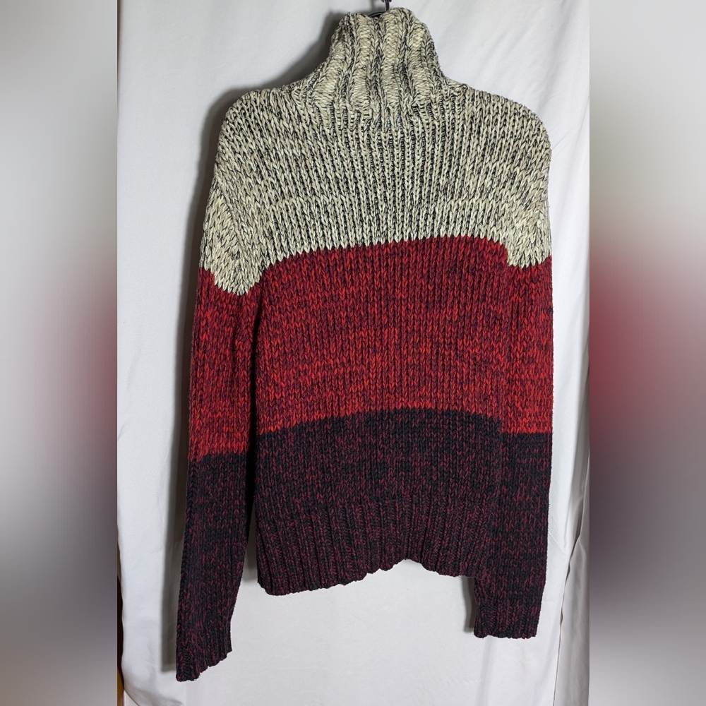 Women's SOblue Sigrid Olsen Chunky Knit Color Block Turtleneck Sweater| Size M - Picture 4 of 8